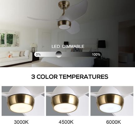 Ventilador de teto branco inteligente com 6 velocidades ajustáveis e controle de voz