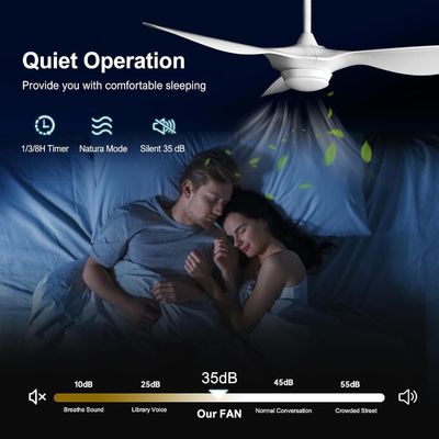 Iluminação de ventilador de teto de 6 velocidades de 52 polegadas com controle de voz e APP remoto