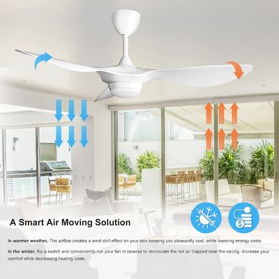Iluminação de ventilador de teto de 6 velocidades de 52 polegadas com controle de voz e APP remoto