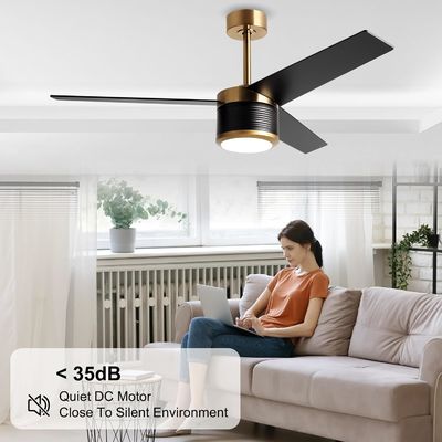 Ventilador de teto WIFI inteligente em branco preto ouro 52 polegadas de brilho total
