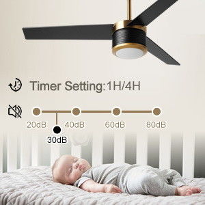 Ventilador de teto WIFI inteligente em branco preto ouro 52 polegadas de brilho total