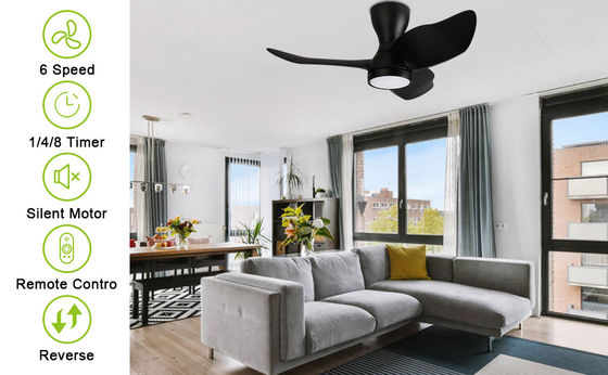 Elegante ventilador de teto de motor DC de 36 polegadas com controle inteligente e compatível com Alexa / Google Assistant