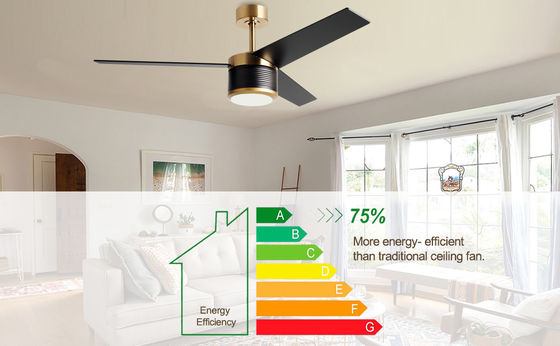 Ventilador de teto WIFI inteligente em branco preto ouro 52 polegadas de brilho total