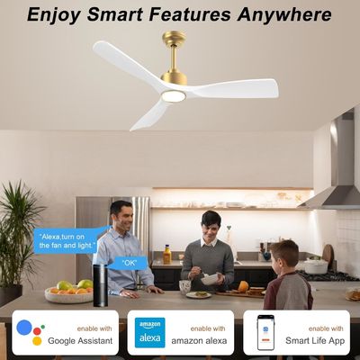 52 Ventilador de tecto com luz ABS dimmable Branco quente Branco natural Frio Branco