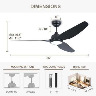 56 Luz de ventilador de teto inteligente com Alexa/Google Home Control