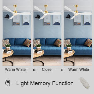 52 Ventilador de tecto com luz ABS dimmable Branco quente Branco natural Frio Branco