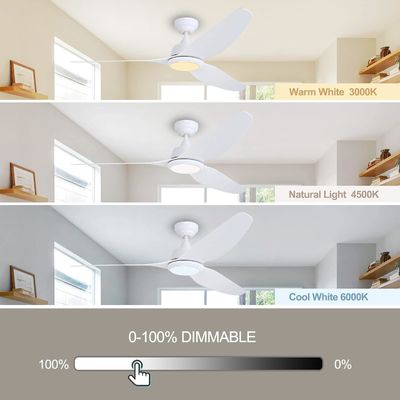Ventilador de teto silencioso de 56 polegadas com motor e iluminação de CC
