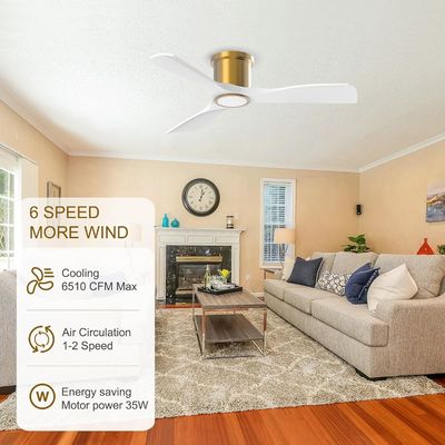 Ventilador de tecto preto de 52 polegadas com motor DC reversível eficiente
