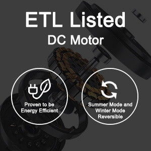 Ventilador de tecto preto de 52 polegadas com motor DC reversível eficiente