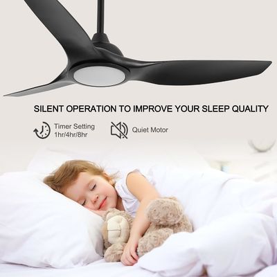 Ventilador de 52 polegadas com luz 3 temperatura de cor para quarto Ventilador de teto CFM alto