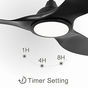 Ventilador de 52 polegadas com luz 3 temperatura de cor para quarto Ventilador de teto CFM alto