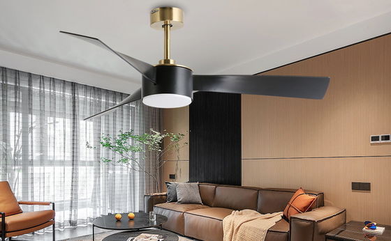 Iluminação de ventilador de tecto inteligente de poupança de energia de 52 polegadas em preto