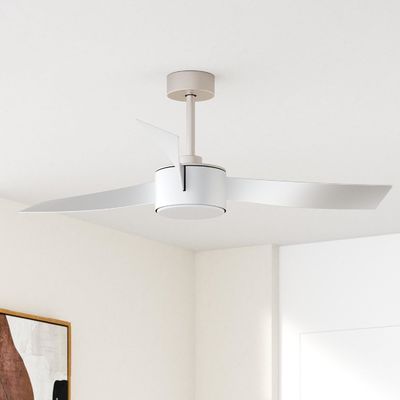 Iluminação de ventilador de tecto de prata de 52 polegadas com controle remoto