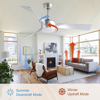 Iluminação de ventilador de tecto de prata de 52 polegadas com controle remoto