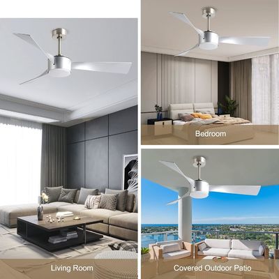 Iluminação de ventilador de tecto de prata de 52 polegadas com controle remoto