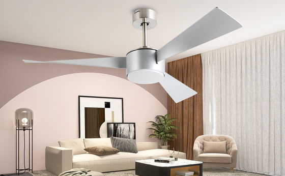 Iluminação de ventilador de tecto de prata de 52 polegadas com controle remoto