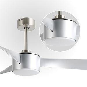 Iluminação de ventilador de tecto de prata de 52 polegadas com controle remoto