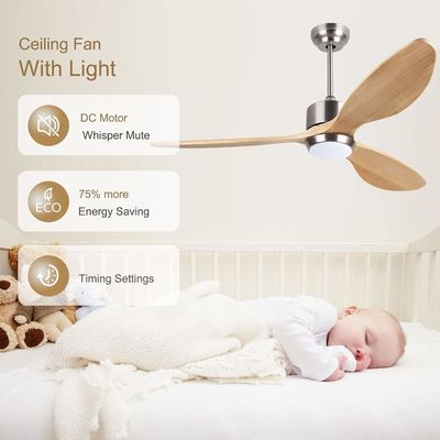Ventilador de tecto de ouro branco preto 52 com motor DC de 6 velocidades