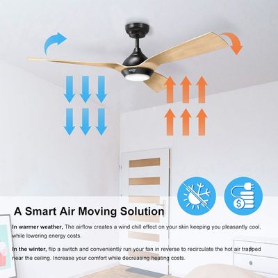 Ventilador de teto de 52 polegadas Design aerodinâmico Downrod externo Ventilador de teto montado com luz