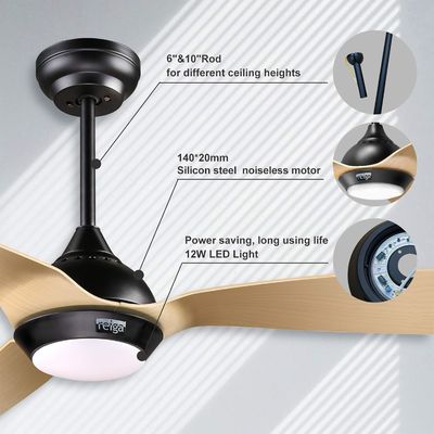 Ventilador de teto de 52 polegadas Design aerodinâmico Downrod externo Ventilador de teto montado com luz