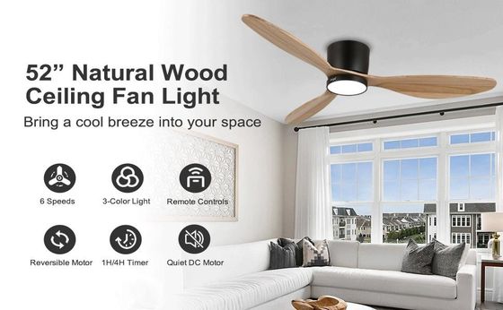 Iluminação de ventilador de teto de 52 polegadas com função de economia de energia