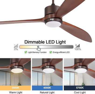 65 Luz de ventilador de teto contemporâneo com controlo de voz e luz LED dimmable