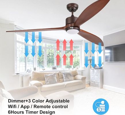 65 Luz de ventilador de teto contemporâneo com controlo de voz e luz LED dimmable