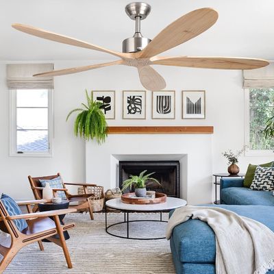 Ventilador de teto inteligente com luz silenciosa e poupança de energia de 6 velocidades compatível com Alexa / Google Home