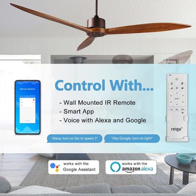 6 Velocidade Alexa Controle de Voz ABS Smart DC Motor Ventilador de teto com Iluminação em Ouro Preto Branco