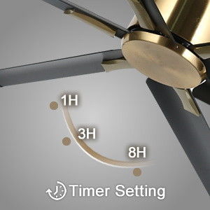 Ventilador de teto inteligente de 72 polegadas com luzes em acabamento preto/branco/ouro