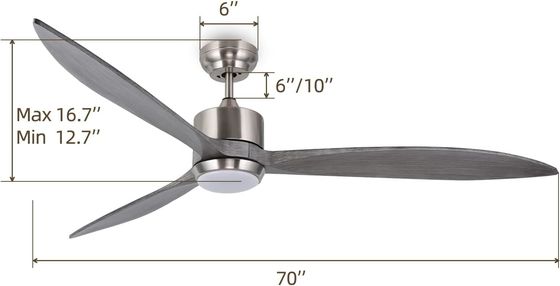 Ventilador de teto silencioso com motor de corrente contínua com controle inteligente APP Luz LED dimmable de 3 cores e 6 opções de velocidade