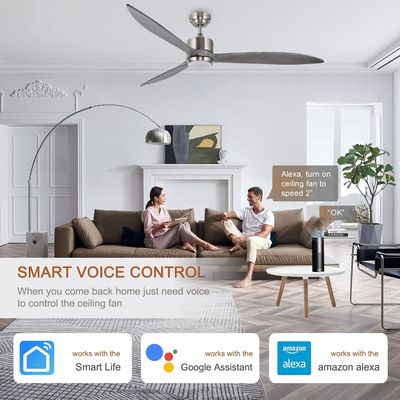 Ventilador de teto silencioso com motor de corrente contínua com controle inteligente APP Luz LED dimmable de 3 cores e 6 opções de velocidade