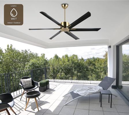 Ventilador de teto inteligente de 72 polegadas com luzes em acabamento preto/branco/ouro