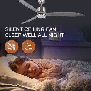 Ventilador de teto silencioso com motor de corrente contínua com controle inteligente APP Luz LED dimmable de 3 cores e 6 opções de velocidade