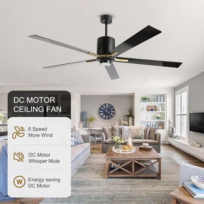 Motor de corrente contínua branca silenciosa lâmina ventilador de teto luz 72 polegadas com 3 velocidades de mudança de cor
