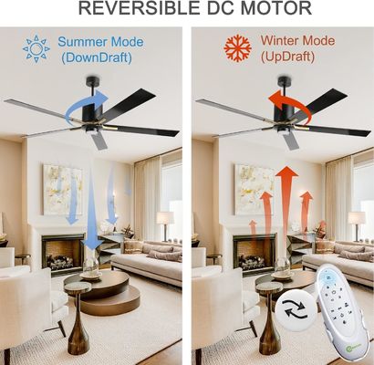 Motor de corrente contínua branca silenciosa lâmina ventilador de teto luz 72 polegadas com 3 velocidades de mudança de cor