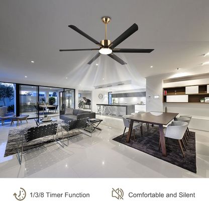 Ventilador de teto inteligente moderno de 72 polegadas com luz em ABS branco