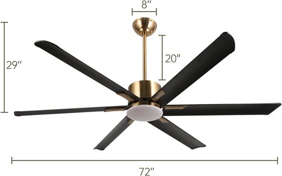 Ventilador de teto inteligente moderno de 72 polegadas com luz em ABS branco