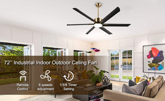 Ventilador de teto inteligente moderno de 72 polegadas com luz em ABS branco