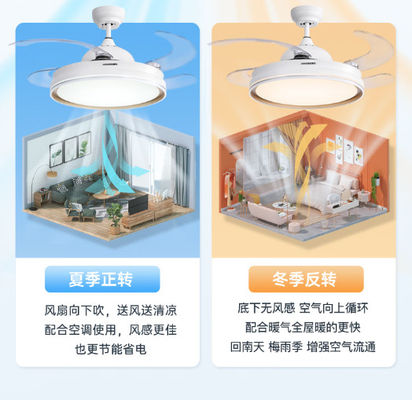 Ventilador de teto retrátil com motor de corrente contínua de 6 velocidades com luz