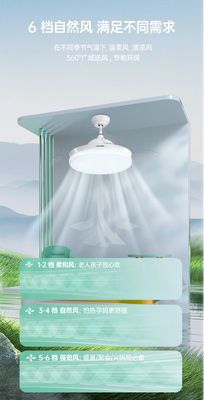 Ventilador de teto inteligente com acento dourado com luzes LED e controle de voz