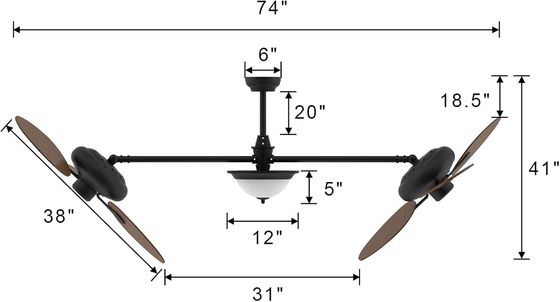 Ventilador de teto inteligente moderno de 86 polegadas com kit de luz e motor DC de 3 velocidades