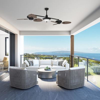 Ventilador de teto inteligente moderno de 86 polegadas com kit de luz e motor DC de 3 velocidades