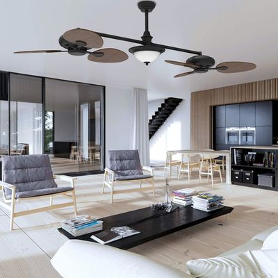 Ventilador de teto inteligente moderno de 86 polegadas com kit de luz e motor DC de 3 velocidades