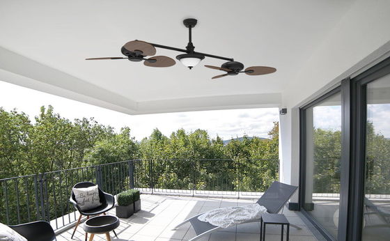 Ventilador de teto inteligente moderno de 86 polegadas com kit de luz e motor DC de 3 velocidades