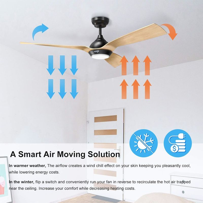 Ventilador de teto de 52 polegadas Design aerodinâmico Downrod externo Ventilador de teto montado com luz
